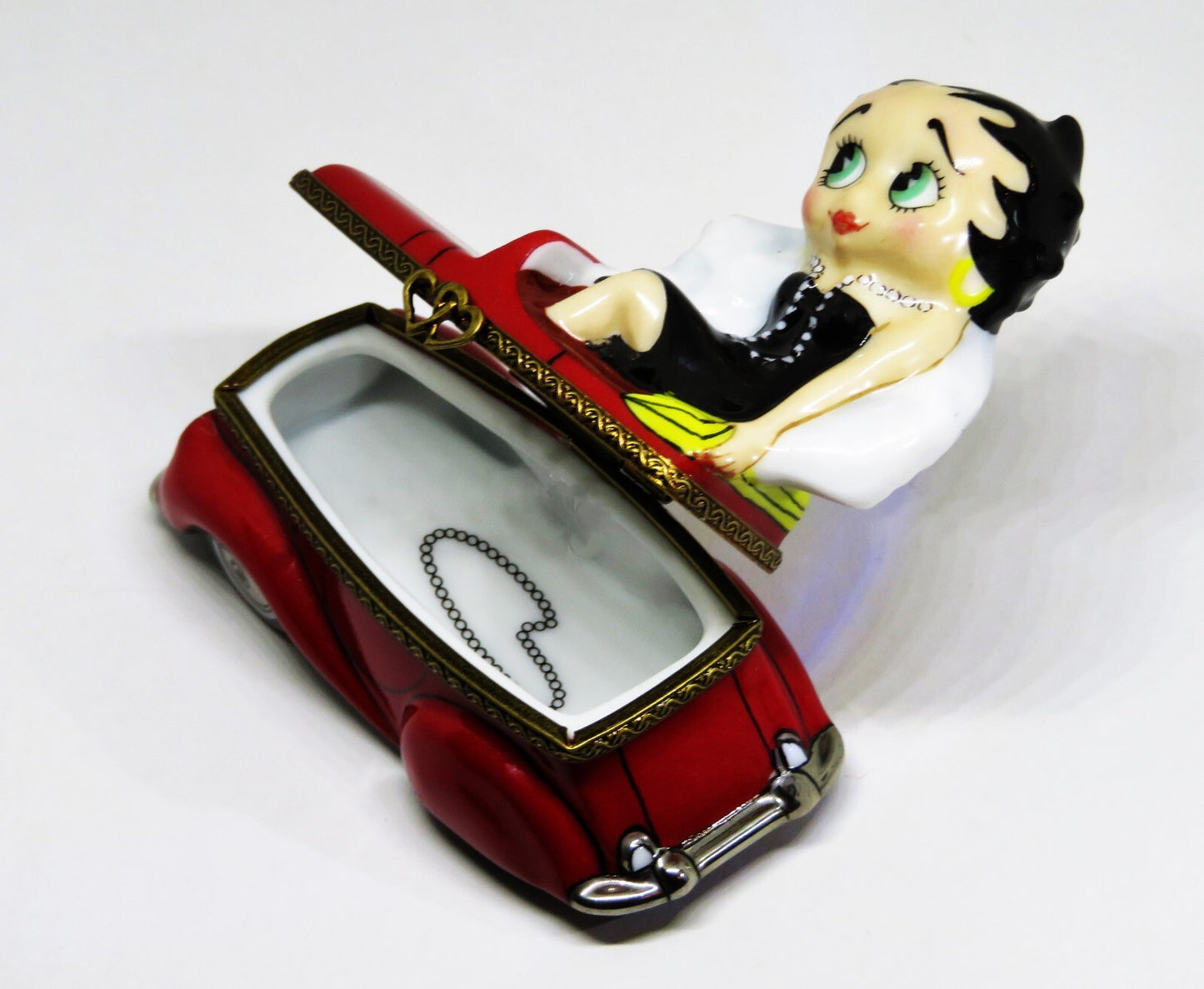 LIMOGES FRANCE BOX - BETTY BOOP - OUT ON THE TOWN - RED CONVERTIBLE CAR - COMICS