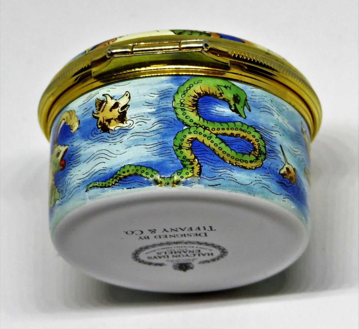 HALCYON DAYS ENAMEL BOX -TIFFANY & CO.- MAP & CHRISTOPHER COLUMBUS SAILING SHIPS
