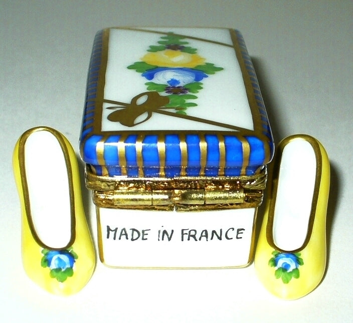 LIMOGES FRANCE BOX- SEVRES FLORAL SHOE BOX & HIGH HEELED SHOES - ROSES - FLOWERS