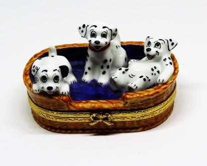 LIMOGES FRANCE BOX- ARTORIA - "101 DALMATIANS" - WALT DISNEY - DOGS - PUPPY - LE