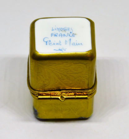 LIMOGES BOX - SMALL GOLD INCRUSTATION CHEST & PERFUME BOTTLE - FLOWERS - ROSES