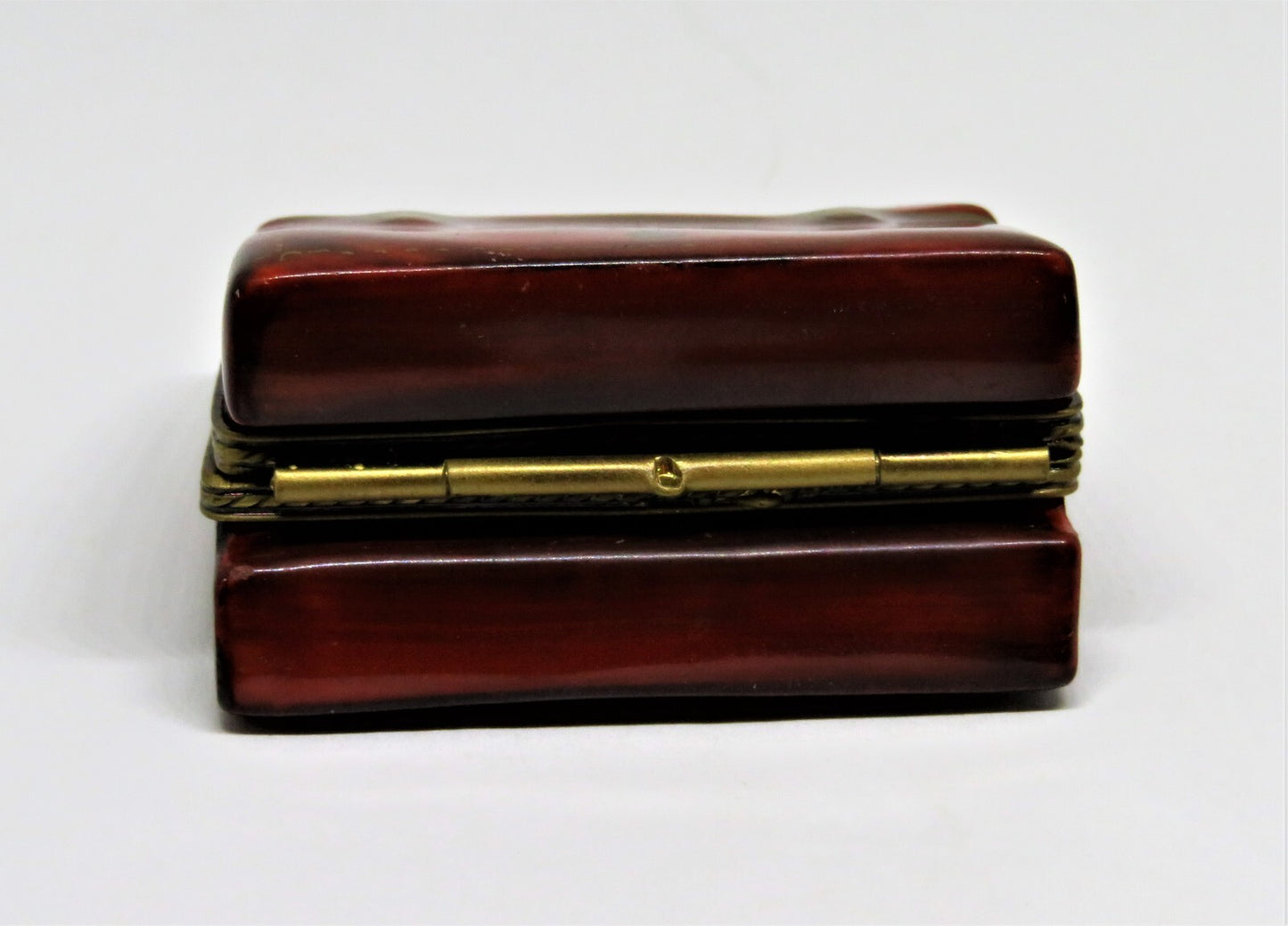 LIMOGES FRANCE BOX - BROWN 'LEATHER' BRIEFCASE - PORTFOLIO - FOUNTAIN PEN INSIDE