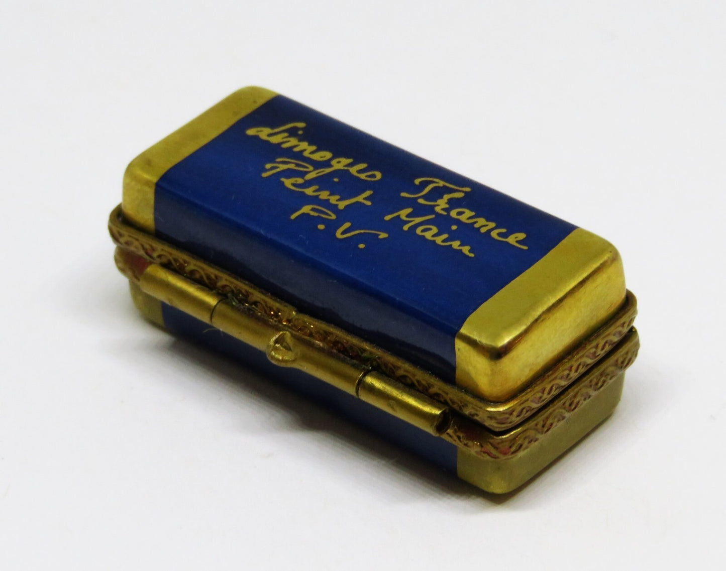 LIMOGES BOX ~PARRY-VIEILLE~ VINTAGE CASE & BLUES HARMONICA ~ MUSICAL INSTRUMENTS