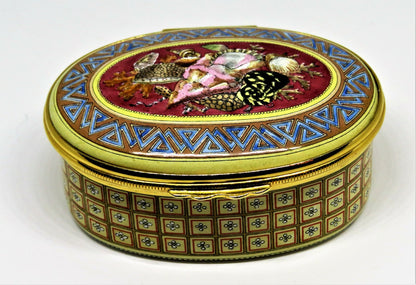 HALCYON DAYS ENGLISH ENAMEL BOX - SEASHELLS -SEVRES PORCELAIN- SMITHSONIAN - MIB