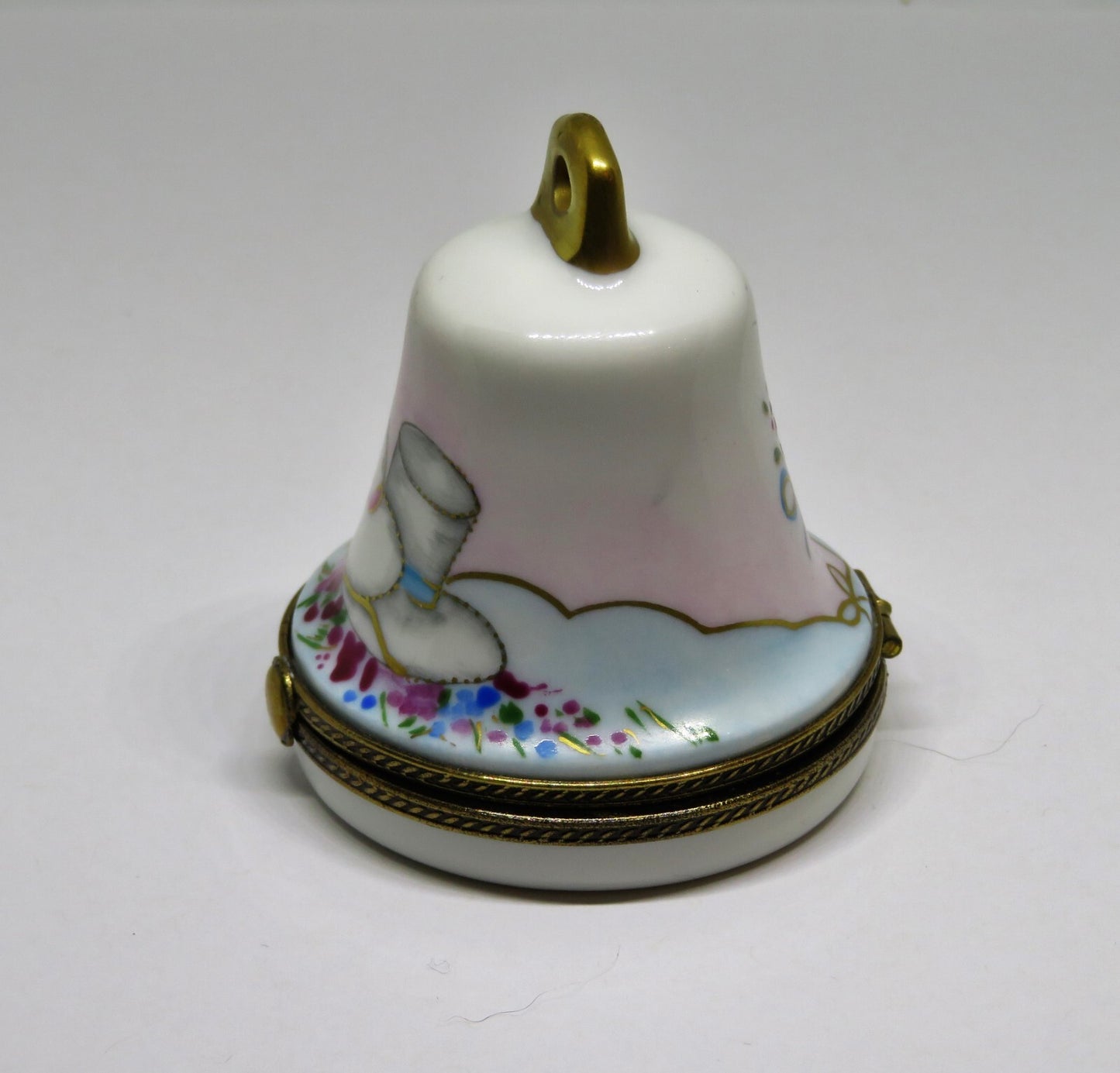 LIMOGES FRANCE BOX -CHAMART- WEDDING BELL -LILY OF THE VALLEY FLOWERS & 3D BIRDS