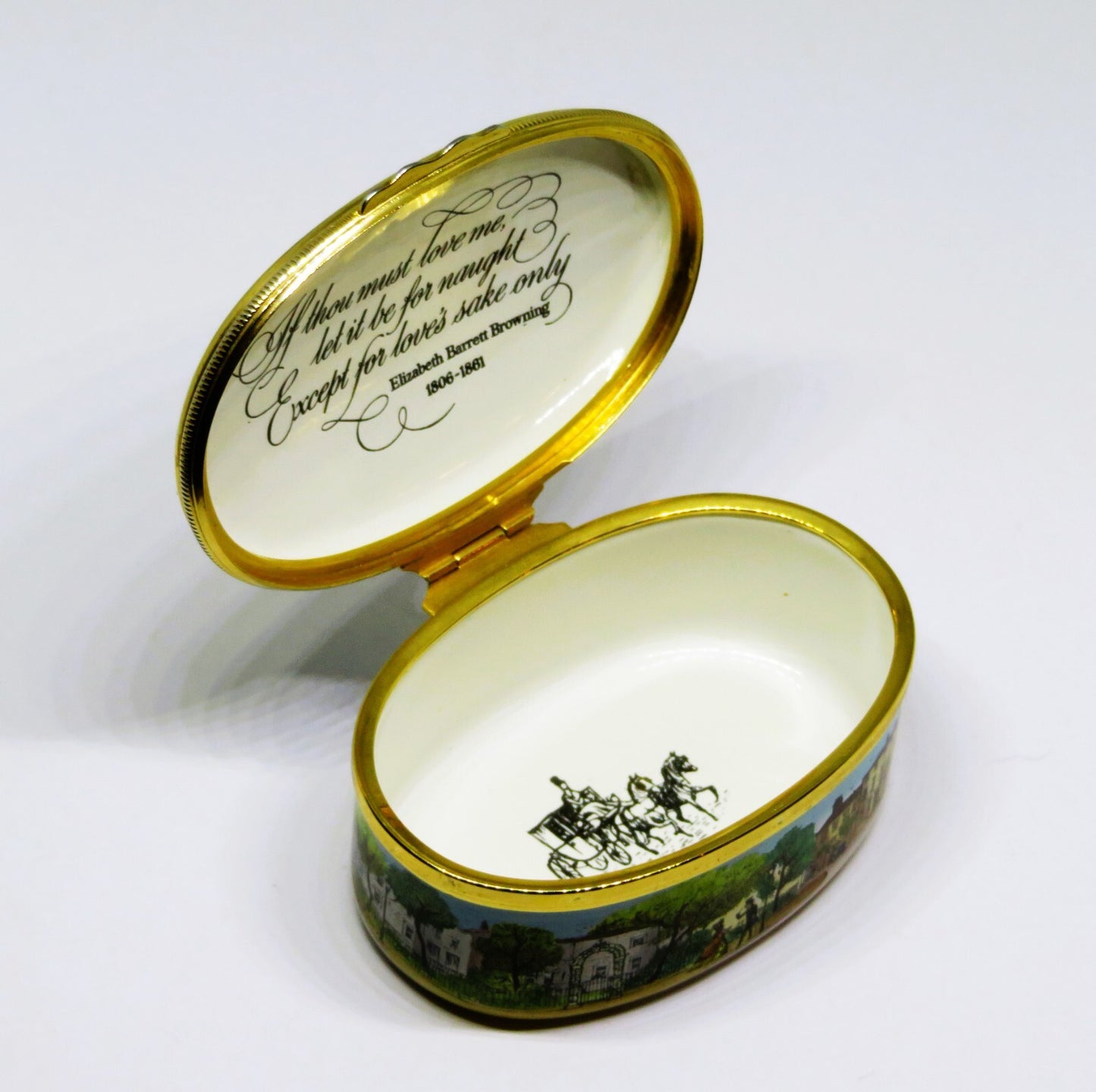 HALCYON DAYS ENAMEL - "THE LOVERS' BOX" - ELIZABETH BARRETT BROWNING POEM
