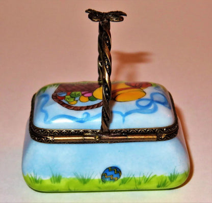 LIMOGES BOX - EASTER BASKET & COLORED EGGS - BONNET - BUNNY ~ LADYBUG