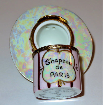 LIMOGES FRANCE BOX ~ PARIS HAT ~ FIONA SAUNDERS ~ BRAID & FABRIC BOW ~ LE 47/300