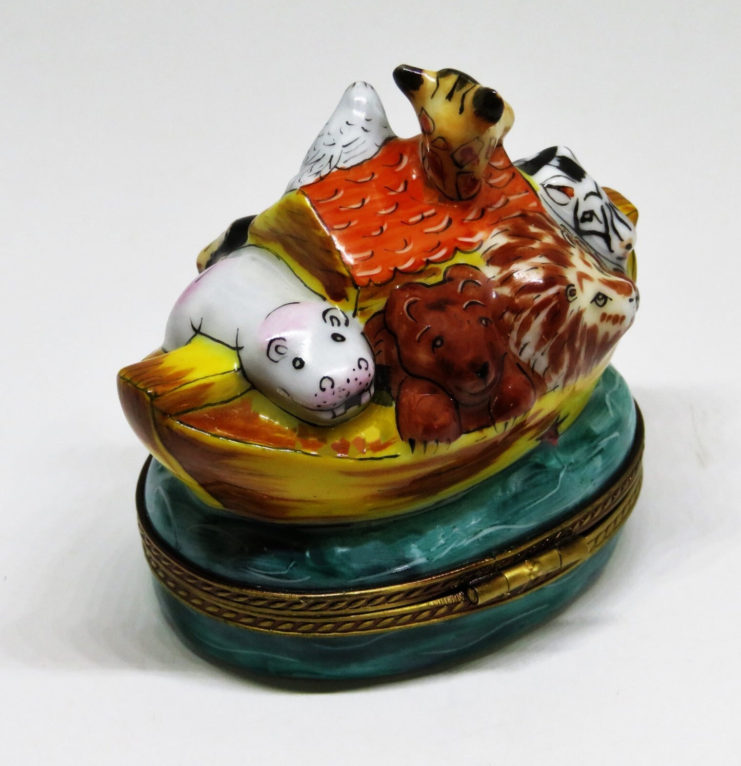 LIMOGES BOX - NOAH'S ARK & ANIMALS - CABIN & DOVE - ELEPHANT -MONKEY- GIRAFFE