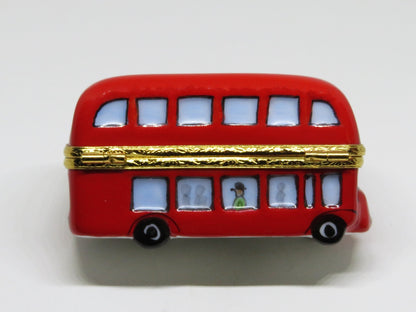 LIMOGES BOX ~ARTORIA~ "LONDON" ~ RED ENGLISH DOUBLE DECKER BUS - CROWN CLASP -LE