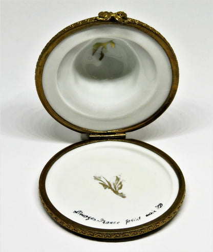 LIMOGES FRANCE BOX- SEVRES STYLE EASTER BONNET - GARDENING HAT - FLOWERS - ROSES