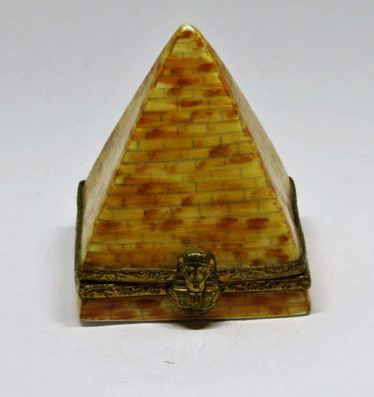 LIMOGES FRANCE BOX - RENAISSANCE GUILD - EGYPTIAN PYRAMID - PHARAOH'S HEAD CLASP