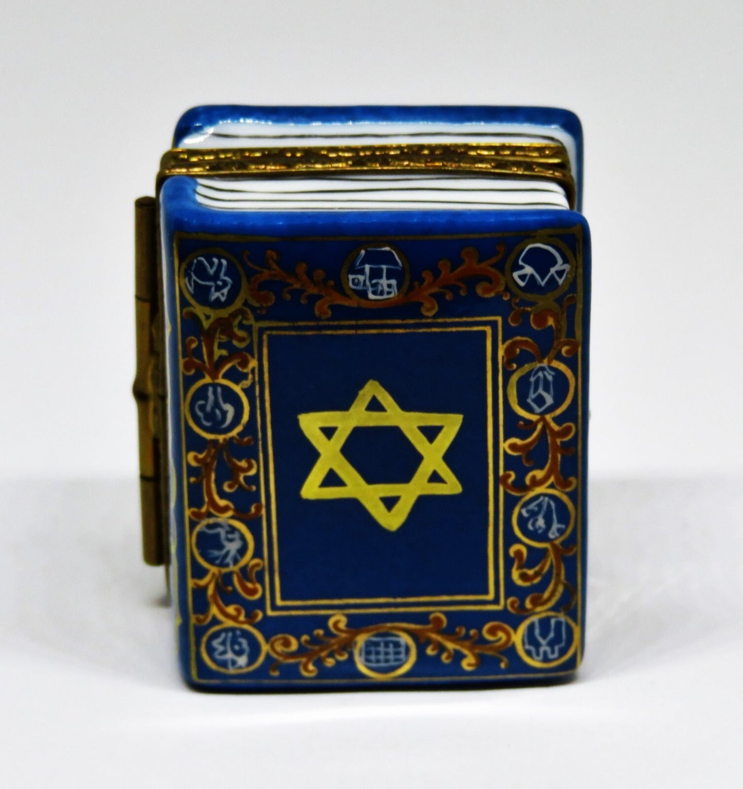 LIMOGES FRANCE BOX - LA VIE EN ROSE - HEBREW BIBLE - HANUKKAH DREIDEL - JUDAICA