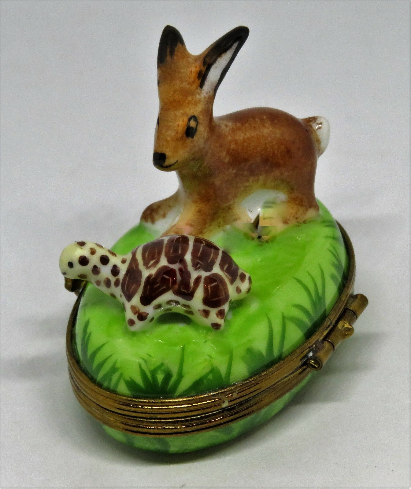 LIMOGES BOX - HARE & TORTOISE RACE - RABBIT & TURTLE -  BUNNY - AESOP'S FABLES