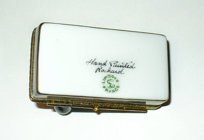 LIMOGES FRANCE BOX ~ ROCHARD ~ FLORAL SHOE BOX & BLACK HEELS ~ SHOES ~ ROSES