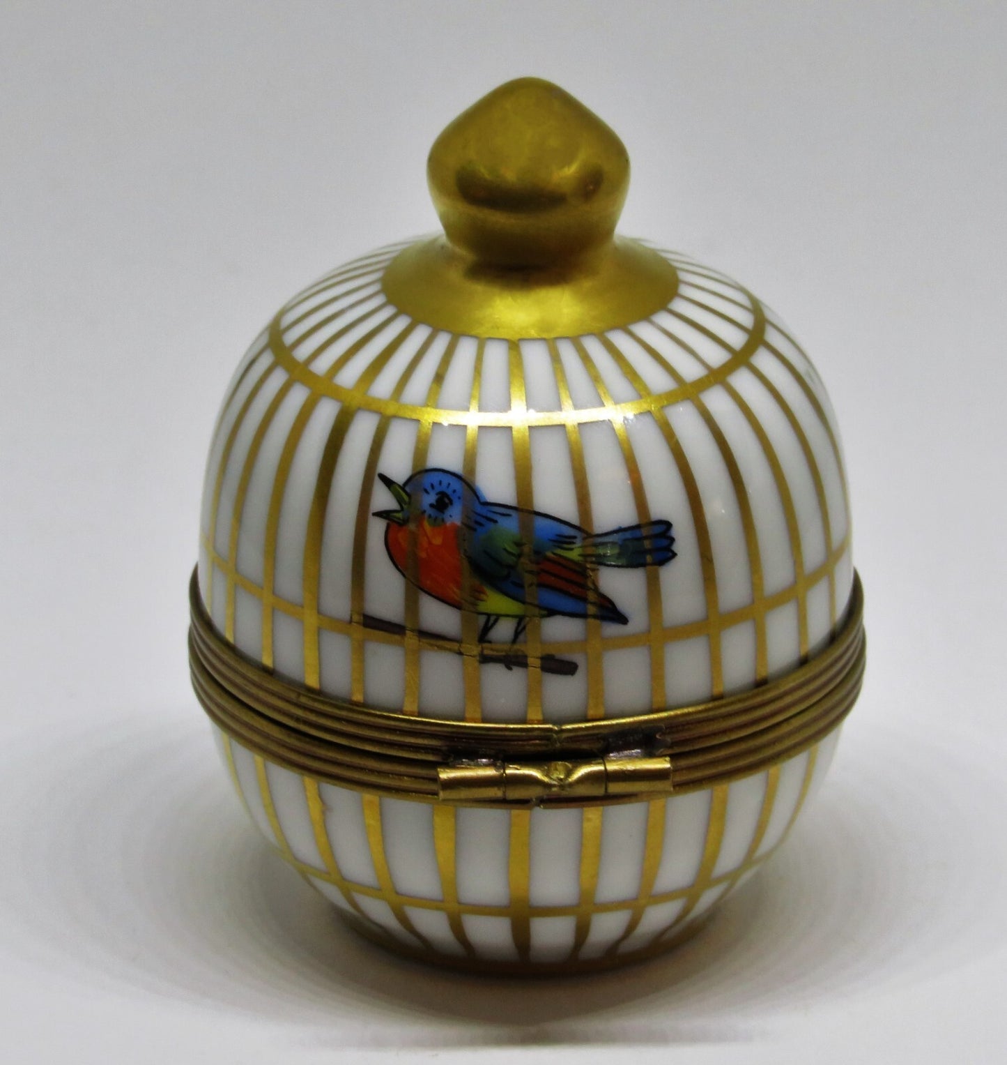 LIMOGES FRANCE BOX ~ EXIMIOUS ~ SONG BIRDS IN A ROUND CAGE ~ MUSICAL NOTES