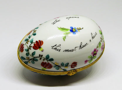 LIMOGES BOX- TIFFANY & CO. PRIVATE STOCK - LE TALLEC - FLORAL EGG -FLOWERS- 1989