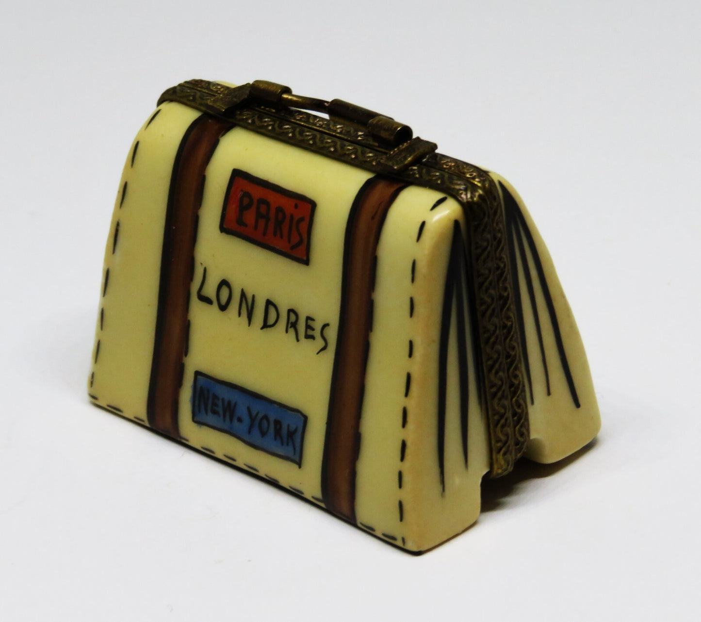 LIMOGES FRANCE BOX - BRIEFCASE & TRAVEL LABELS - PORTFOLIO - FOUNTAIN PEN INSIDE