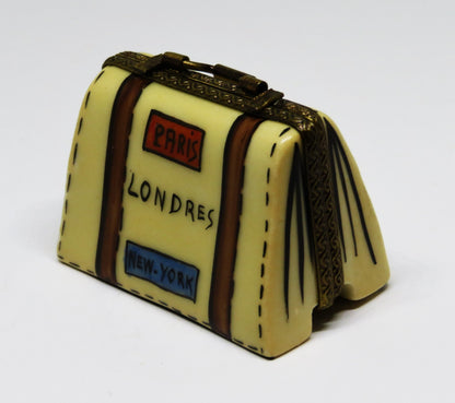 LIMOGES FRANCE BOX - BRIEFCASE & TRAVEL LABELS - PORTFOLIO - FOUNTAIN PEN INSIDE