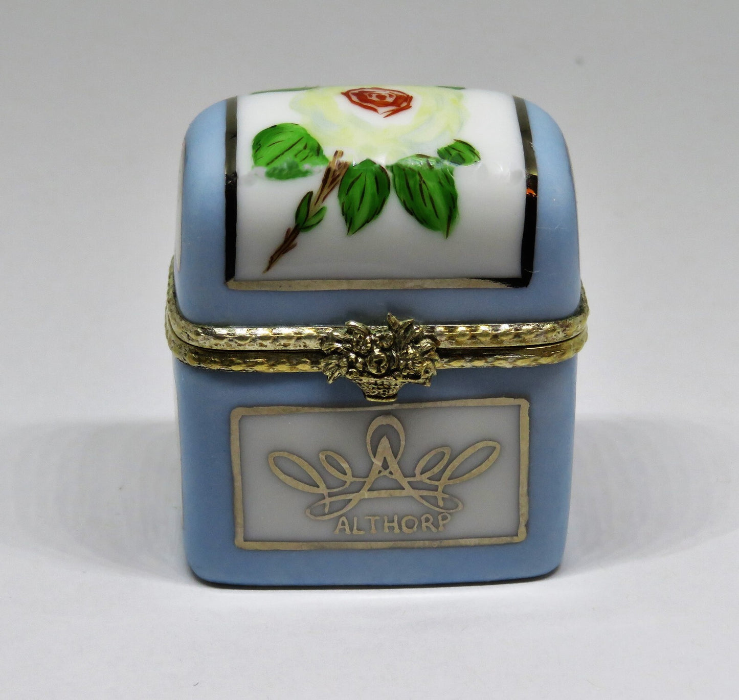 LIMOGES BOX - PRINCESS DIANA - ALTHORP MEMORIAL ROSE CHEST & 2 PERFUME BOTTLES