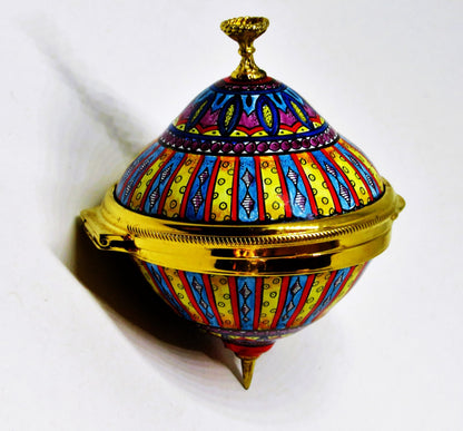 STAFFORDSHIRE ENAMELS BOX - SPINNING TOP -CHILD'S TOY- KALEIDOSCOPE DESIGN - MIB