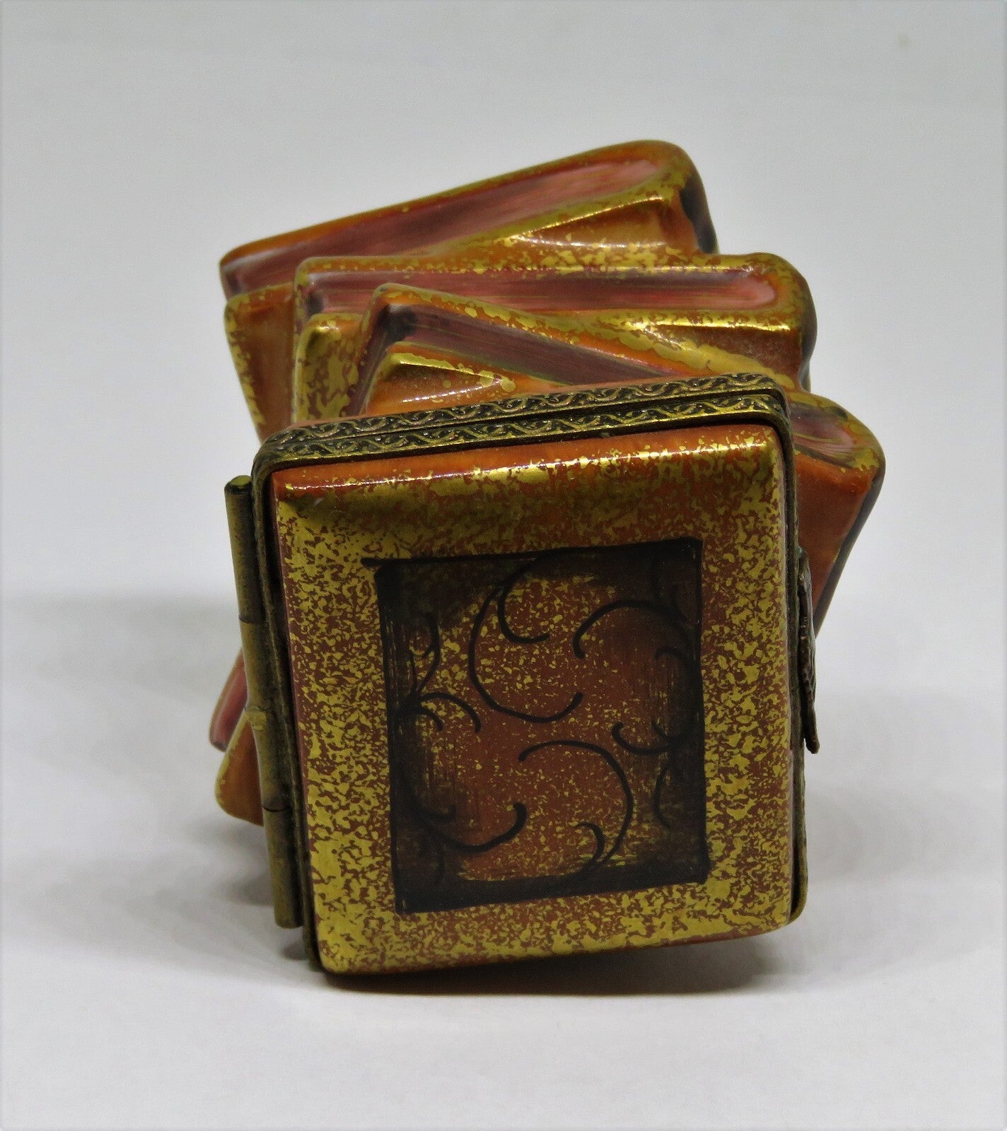 LIMOGES FRANCE BOX - CHAMART - STACK OF ANTIQUE 'LEATHER' BOUND BOOKS