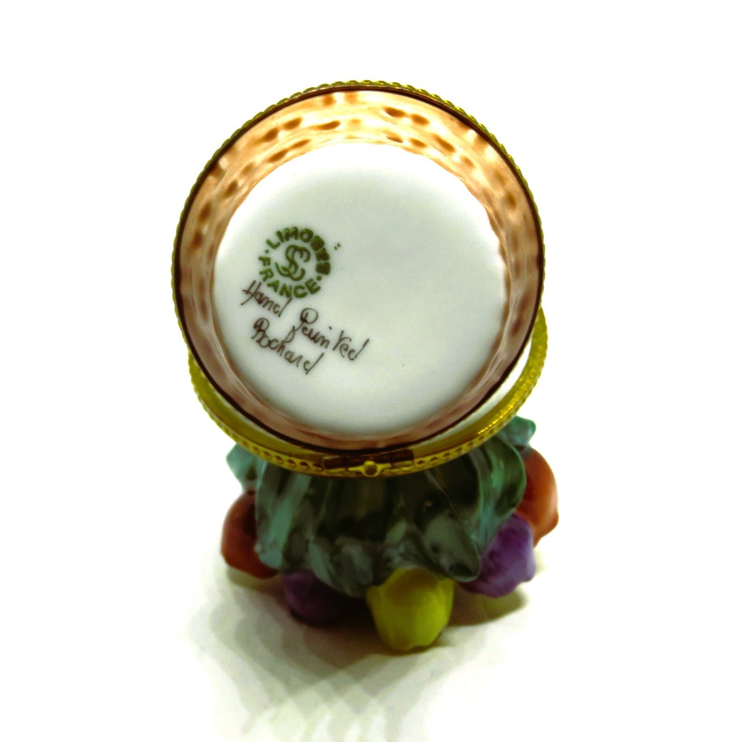LIMOGES BOX ~ ROCHARD ~ VINTAGE BASKET OF TULIPS ~ FLOWERS ~ HAND PAINTED