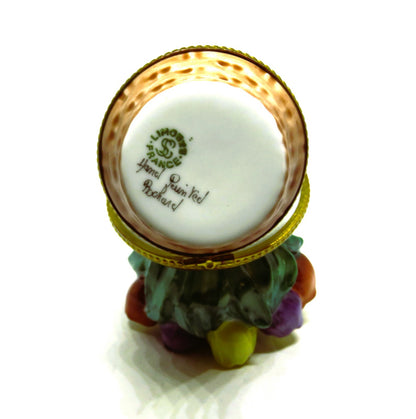 LIMOGES BOX ~ ROCHARD ~ VINTAGE BASKET OF TULIPS ~ FLOWERS ~ HAND PAINTED