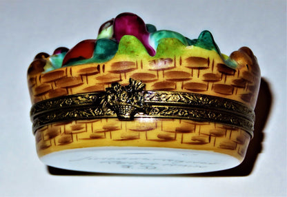 LIMOGES FRANCE BOX - 'WICKER' BASKET & VEGETABLES - CORN & CARROTS & TOMATOES