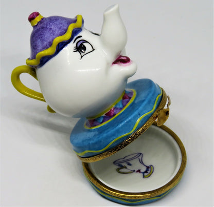 LIMOGES FRANCE BOX - ARTORIA - MRS. POTTS - "BEAUTY AND THE BEAST" - DISNEY - LE