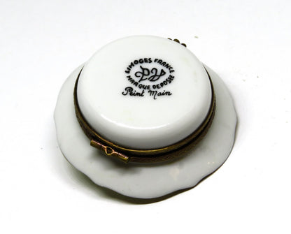 LIMOGES BOX- PARRY-VIEILLE - PATÉ DE FOIS GRAS ON A PLATE & KNIFE - GOOSE INSIDE