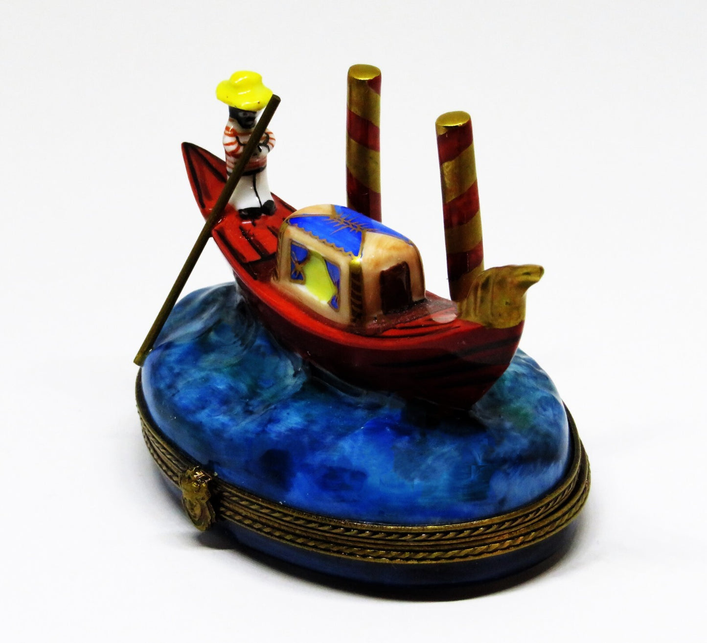 LIMOGES FRANCE BOX- GERARD RIBIERRE - GONDOLA & 3D CARNIVAL MASK INSIDE - VENICE