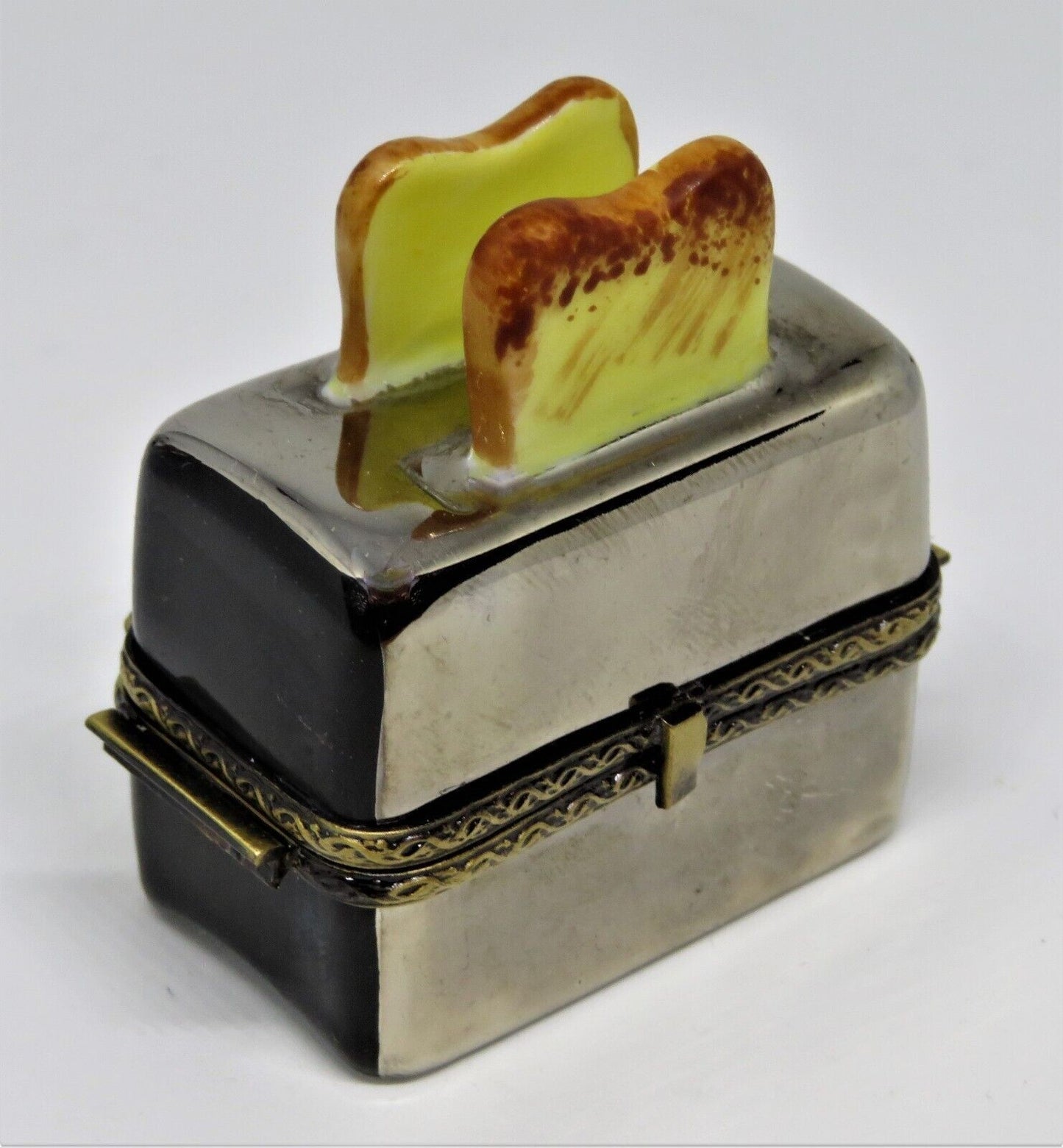 LIMOGES FRANCE BOX~ GR ~ RETRO CHROME TOASTER ~ 3D PIECE OF TOAST & JELLY INSIDE