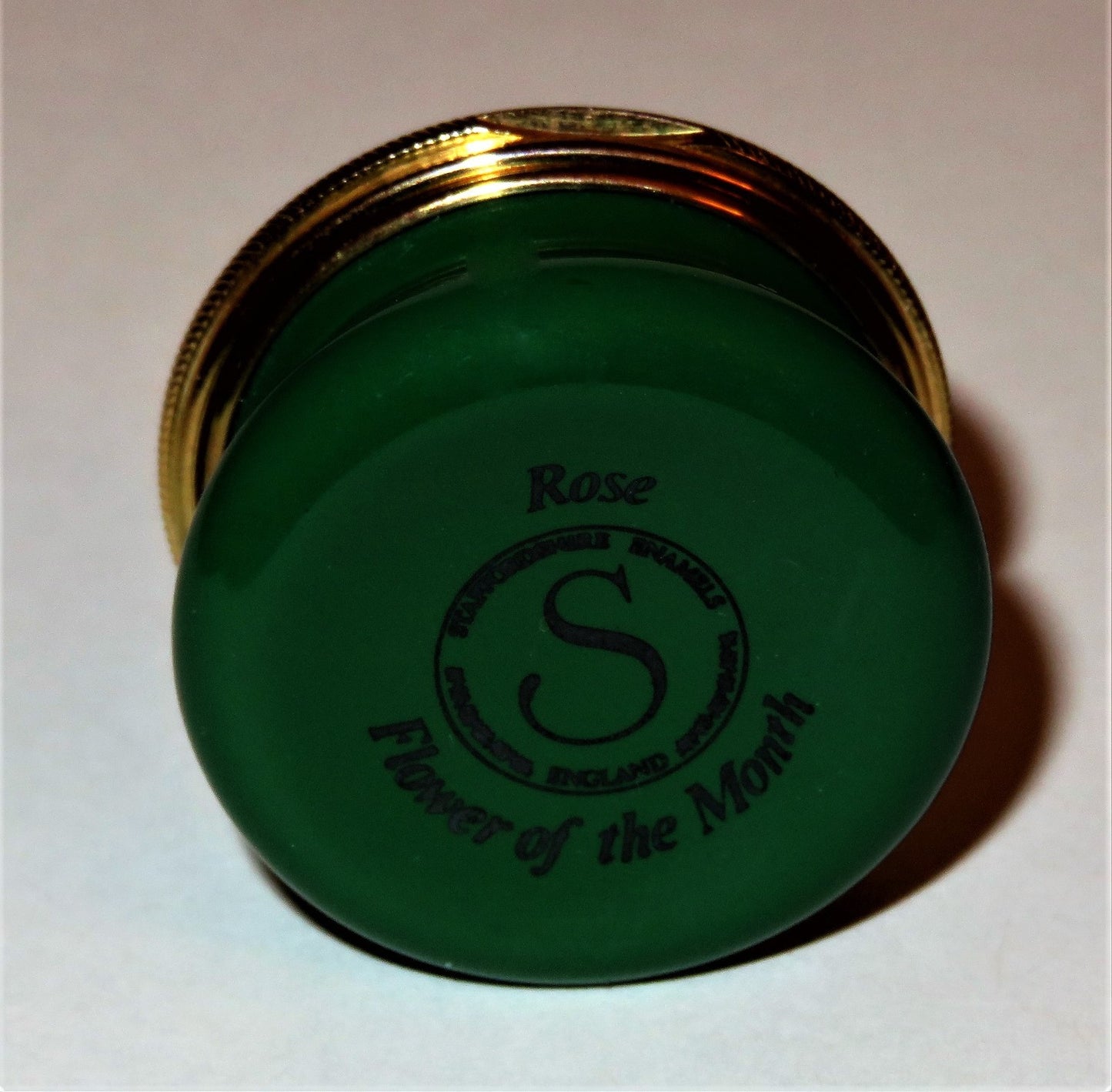 STAFFORDSHIRE ENGLISH ENAMEL BOX - FLOWER OF THE MONTH - JUNE - ROSES - LADYBUG