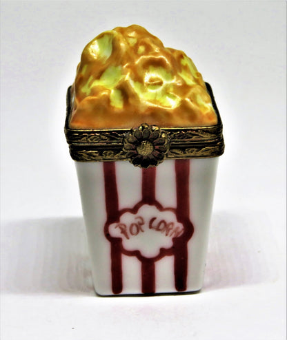 LIMOGES FRANCE BOX~ BOX OF POPCORN ~ KERNEL INSIDE ~ MOVIES ~ FILMS ~ PEINT MAIN