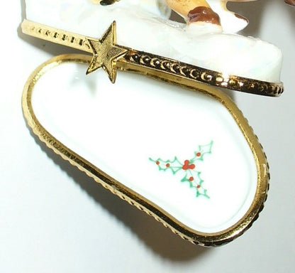 LIMOGES FRANCE BOX - CHRISTMAS - SANTA CLAUS TEDDY BEAR - SLEIGH & REINDEER - LE