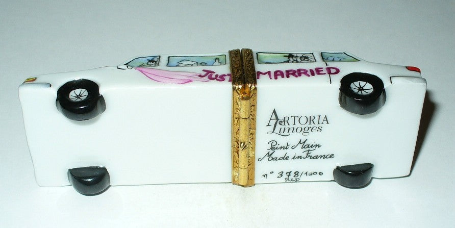 LIMOGES FRANCE BOX - ARTORIA - WEDDING LIMOUSINE - "JUST MARRIED" -BRIDE & GROOM