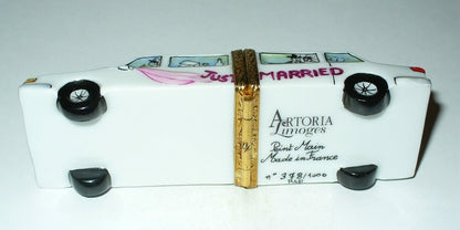 LIMOGES FRANCE BOX - ARTORIA - WEDDING LIMOUSINE - "JUST MARRIED" -BRIDE & GROOM