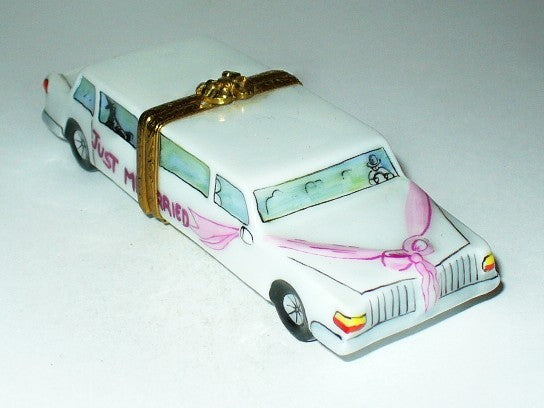 LIMOGES FRANCE BOX - ARTORIA - WEDDING LIMOUSINE - "JUST MARRIED" -BRIDE & GROOM