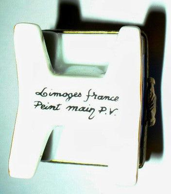 LIMOGES BOX~ PV ~ DIRECTOR'S BEACH CHAIR ~ OCEAN SCENE & PALM TREES ~ PEINT MAIN