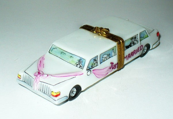 LIMOGES FRANCE BOX - ARTORIA - WEDDING LIMOUSINE - "JUST MARRIED" -BRIDE & GROOM