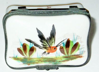 LIMOGES FRANCE BOX - ANTIQUE HUMMINGBIRD & FLOWERS - HUMMING BIRDS