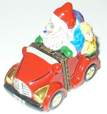 LIMOGES BOX - CHRISTMAS - CHRISTOPHER RADKO -SANTA CLAUS- JOLLY JALOPY CAR - MIB