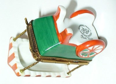 LIMOGES BOX ~ PARRY-VIEILLE ~ VEGETABLE STAND ~CART~ STRIPED AWNING ~ PEINT MAIN