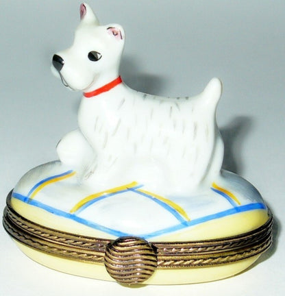 LIMOGES FRANCE BOX ~ WEST HIGHLAND TERRIER ~ DOG ~ PUPPY ~ WESTIE ~ LE 260/300