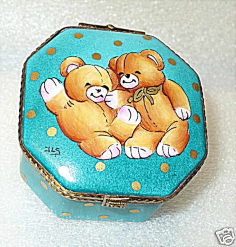 LIMOGES FRANCE BOX ~ ROCHARD ~ STUDIO COLLECTION TEDDY BEARS ~ HAND PAINTED ~ LE