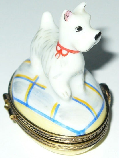 LIMOGES FRANCE BOX ~ WEST HIGHLAND TERRIER ~ DOG ~ PUPPY ~ WESTIE ~ LE 260/300