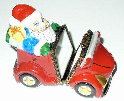 LIMOGES BOX - CHRISTMAS - CHRISTOPHER RADKO -SANTA CLAUS- JOLLY JALOPY CAR - MIB